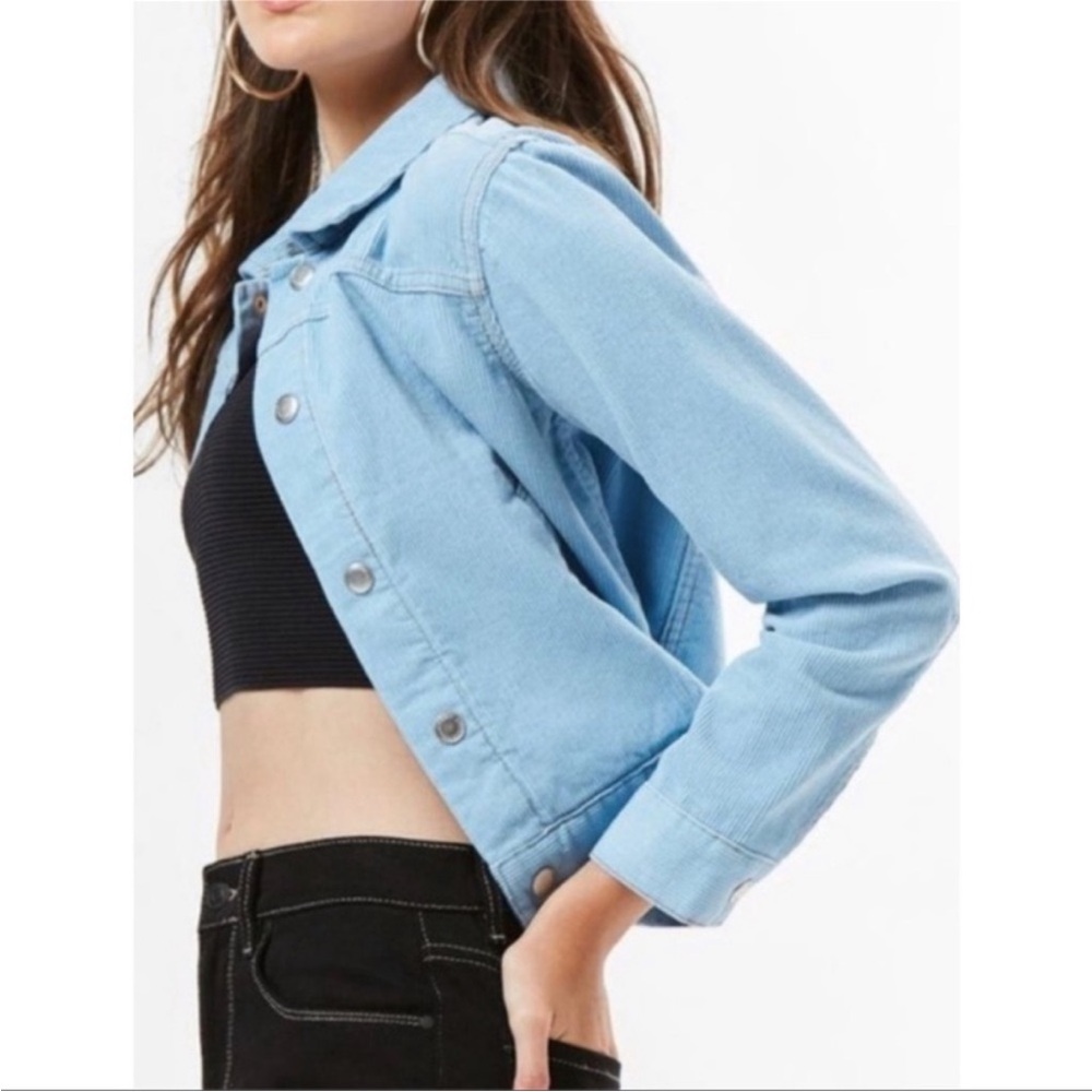 PacSun Sky Light Blue Cropped Corduroy Jacket